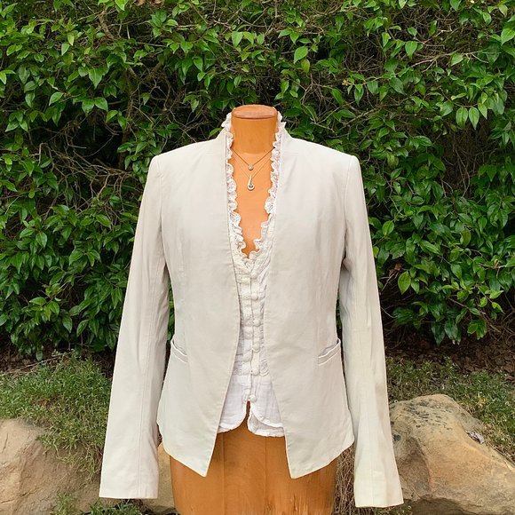 Theory butter soft leather blazer jacket winter/summer white